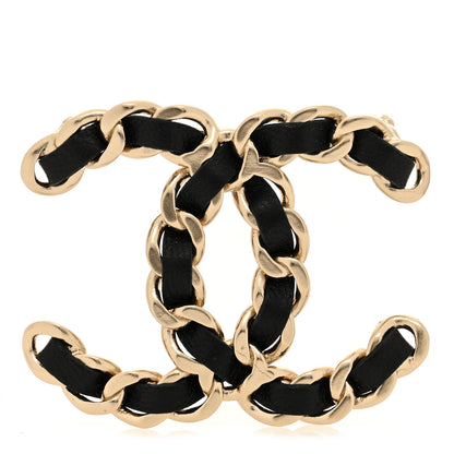 Chanel Lambskin Chain CC Brooch Black Gold 1 of 4