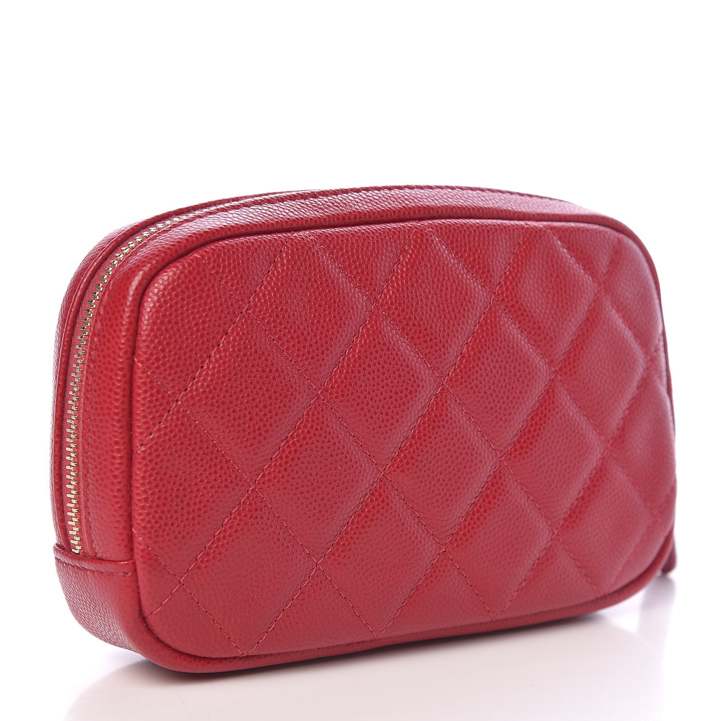 Caviar Quilted Small Curvy Pouch Cosmetic Case Pink