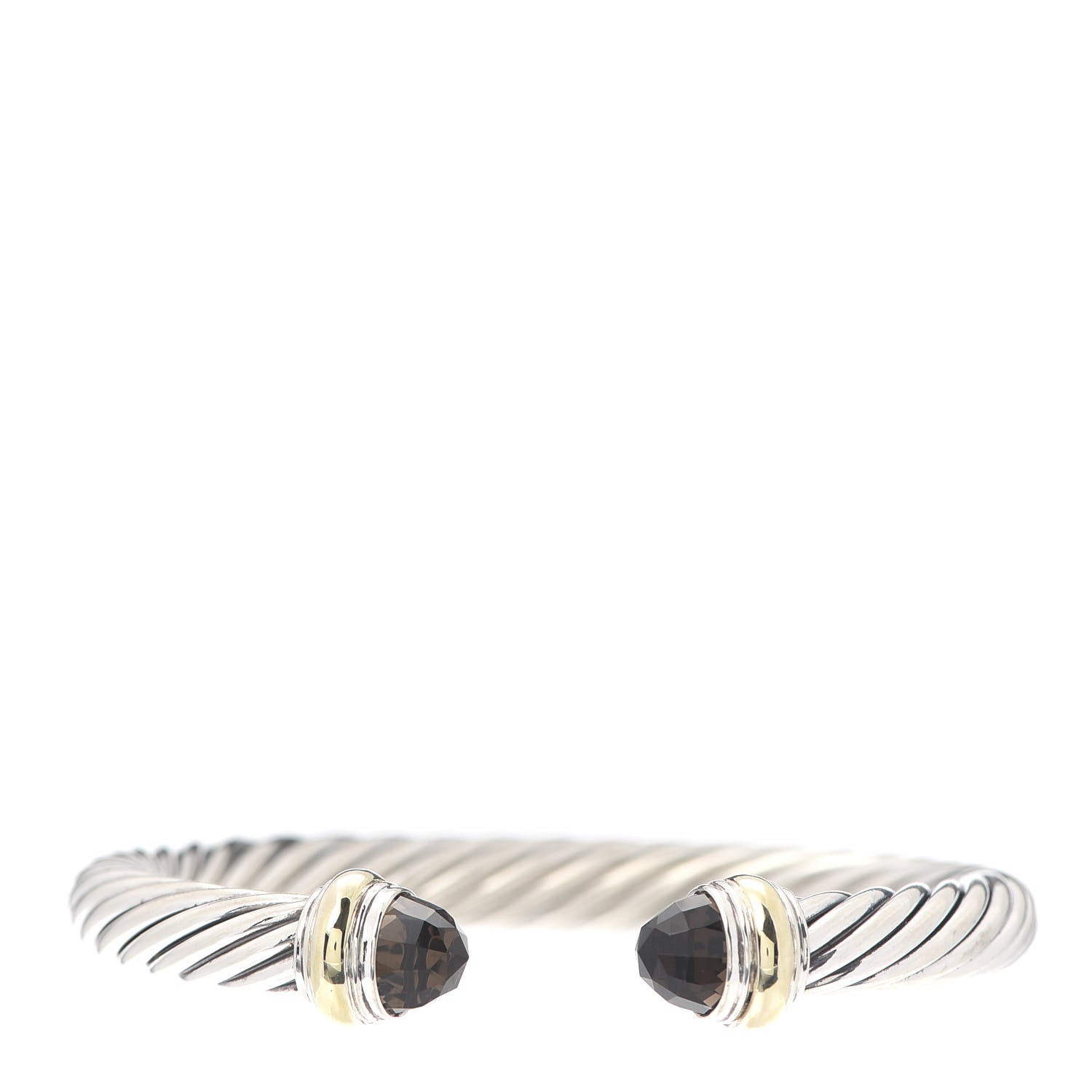 David Yurman Sterling Silver 14K Yellow Gold Smoky Quartz 7mm Cable Classics Bracelet 1 of 5