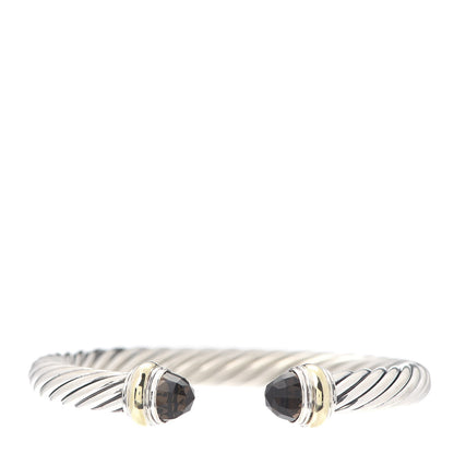 David Yurman Sterling Silver 14K Yellow Gold Smoky Quartz 7mm Cable Classics Bracelet 1 of 5