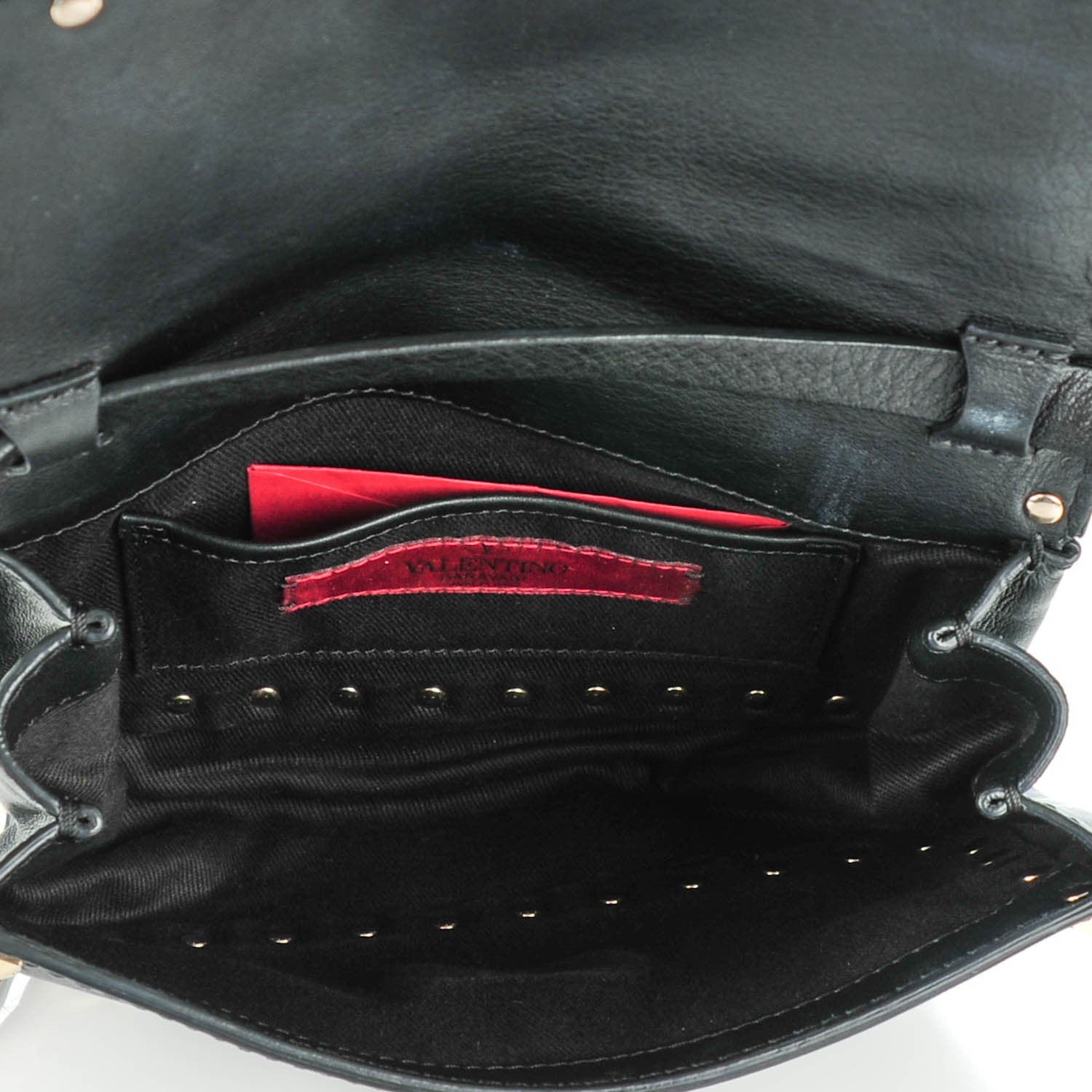 Valentino Garavani Vitello Mini Rockstud Flap Saddle Crossbody Bag Black 5 of 8