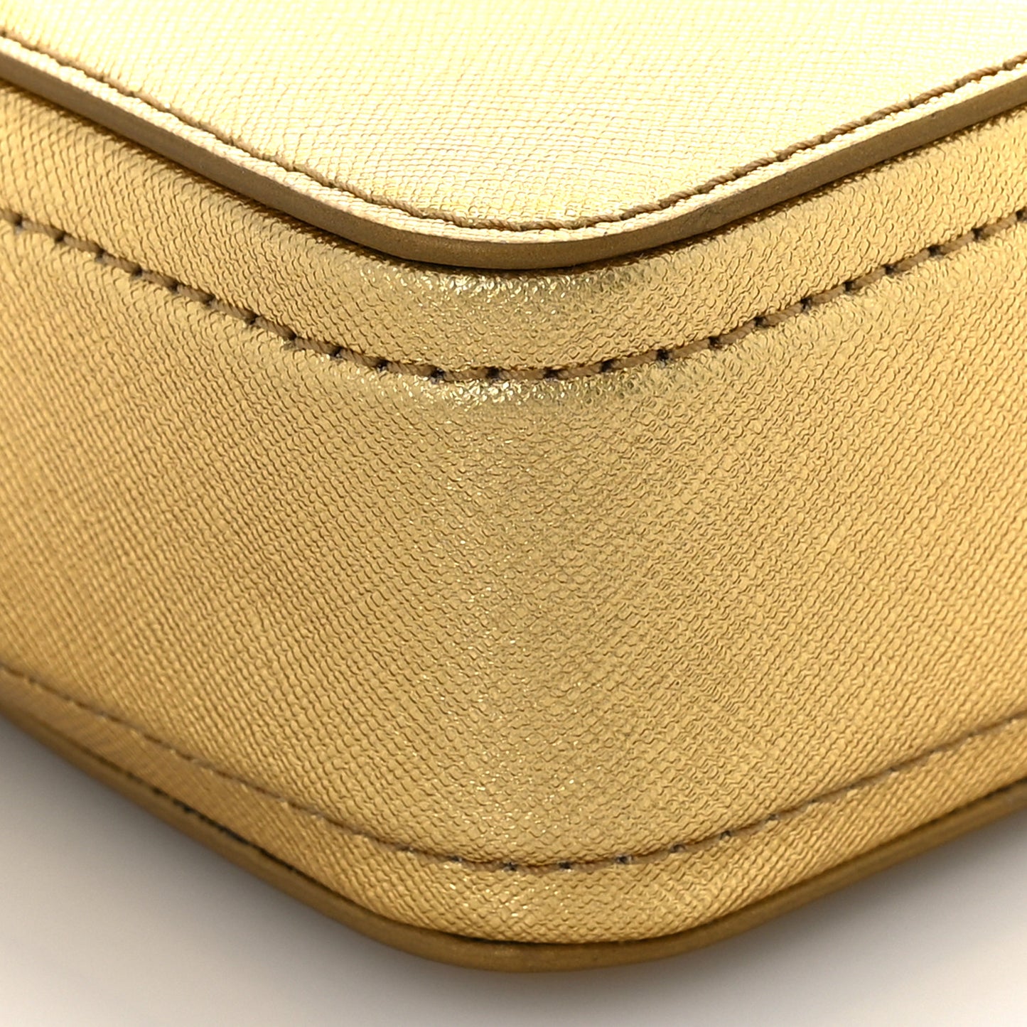Metallic Saffiano Small Snapshot Camera Bag Gold