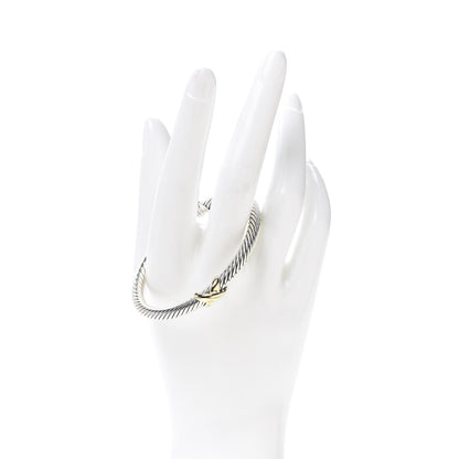 David Yurman Sterling Silver 14K Yellow Gold 5mm X Station Cable Bracelet 2 of 5