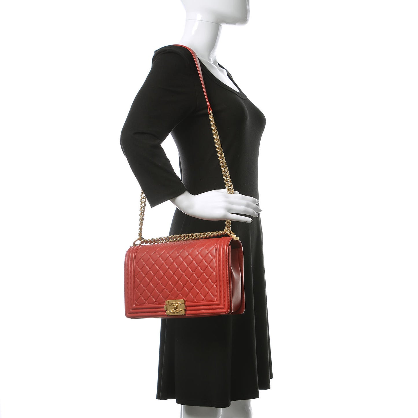 Lambskin Quilted New Medium Boy Flap Red