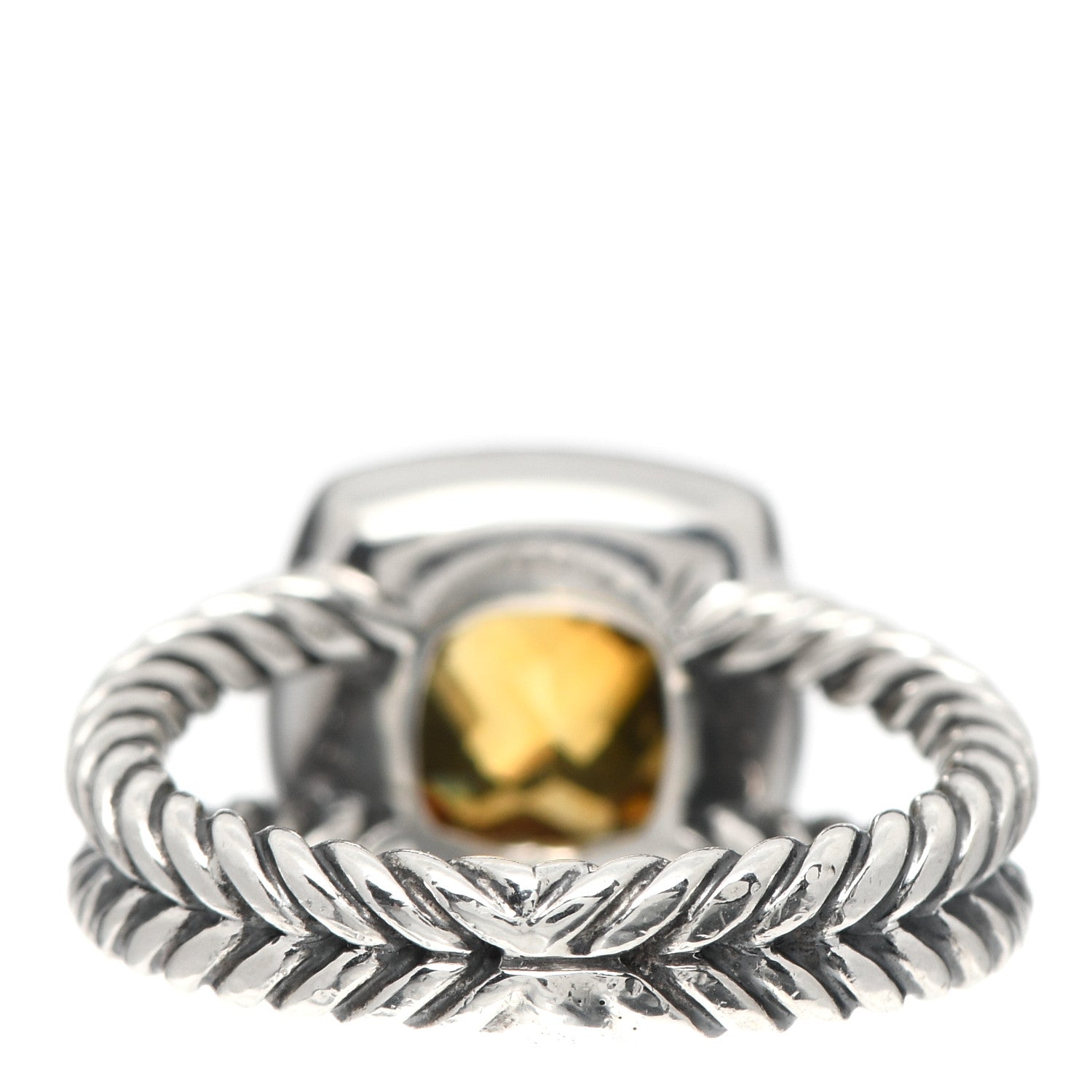 David Yurman Sterling Silver Diamond Citrine 7mm Petite Albion Ring 50 5.5 3 of 4