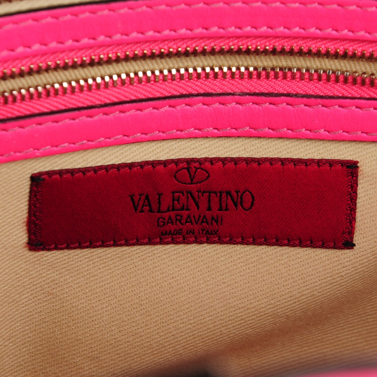 Vitello Small Rockstud Double Handle Tote Fuxia Fluo