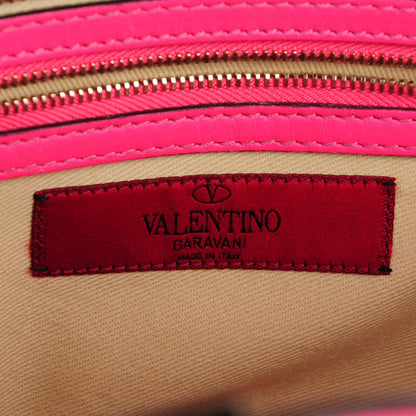 Valentino Garavani Vitello Small Rockstud Double Handle Tote Fuxia Fluo 6 of 16