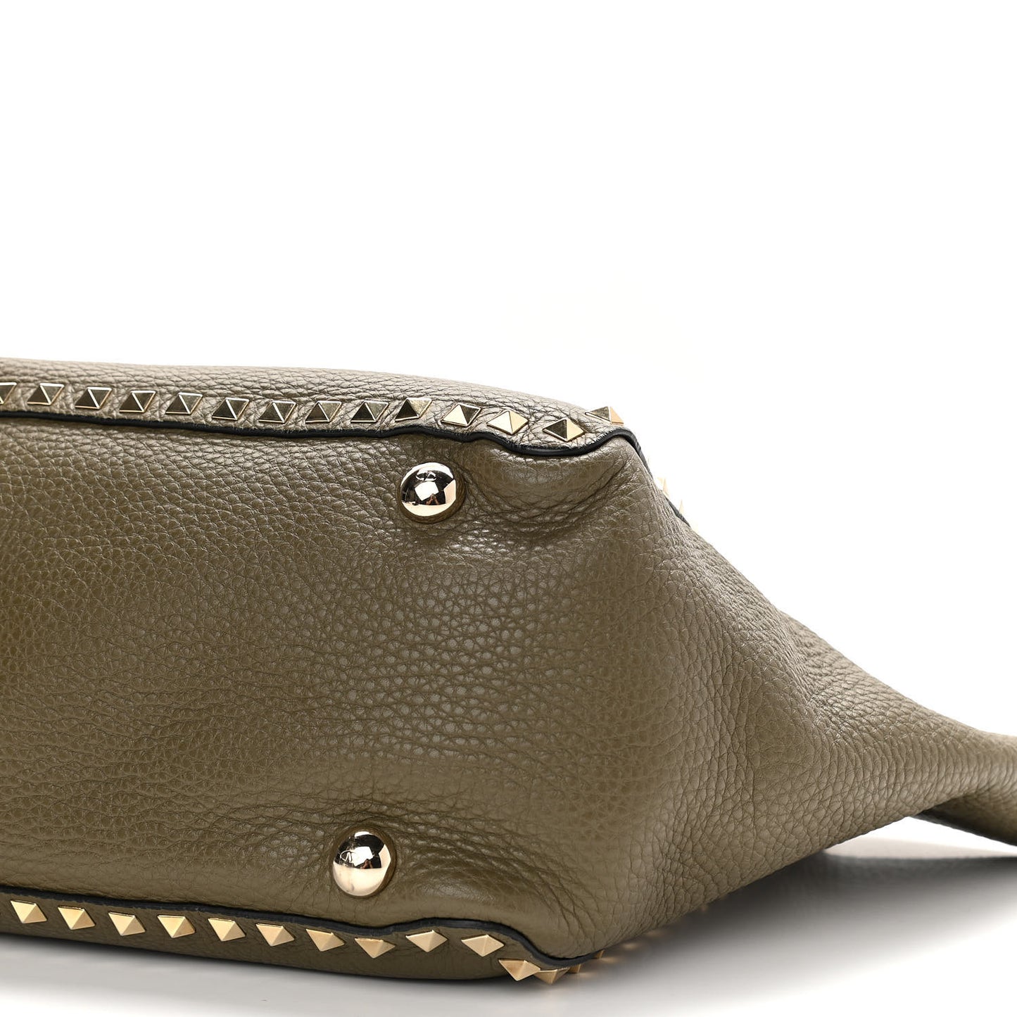 Pebbled Calfskin Medium Rockstud Tote Army Green