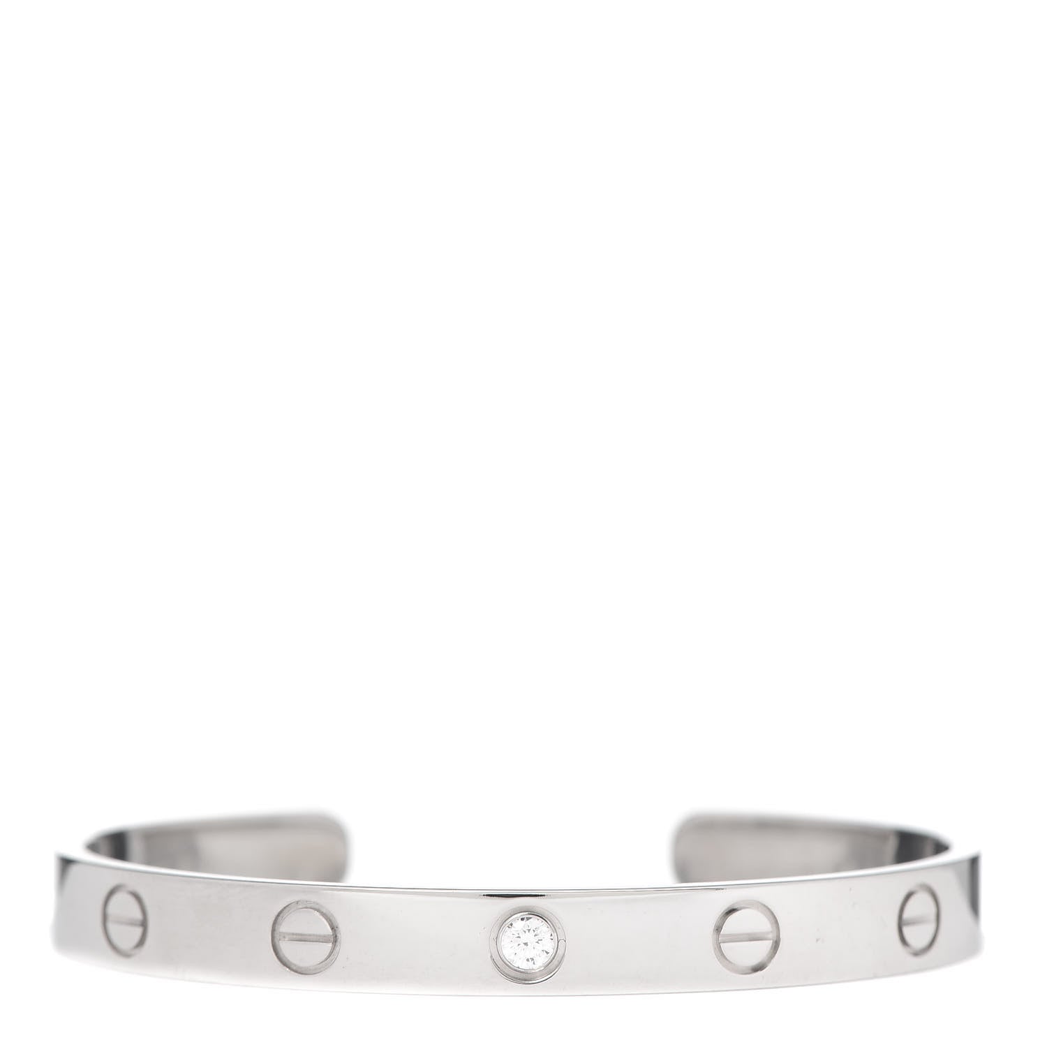 Cartier 18K White Gold 1 Diamond LOVE Cuff Bracelet 16 1 of 5