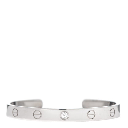 Cartier 18K White Gold 1 Diamond LOVE Cuff Bracelet 16 1 of 5