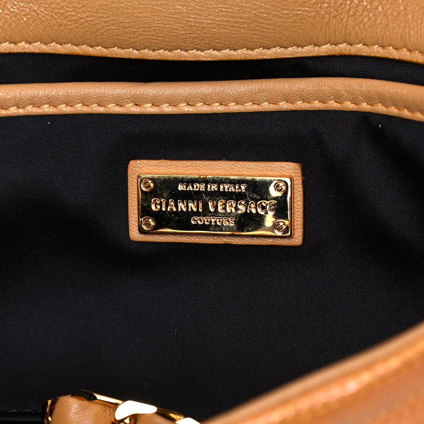 Iridescent Lambskin Couture Chain Clutch Gold