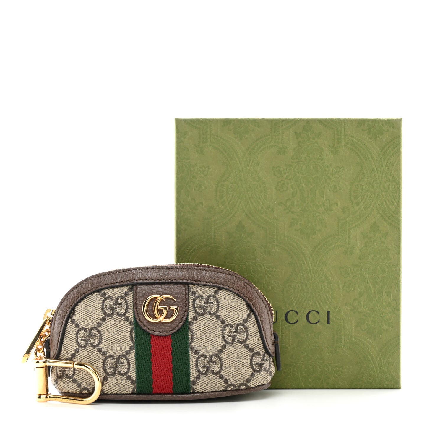 GG Supreme Monogram Web Ophidia Dome Key Pouch Beige New Acero