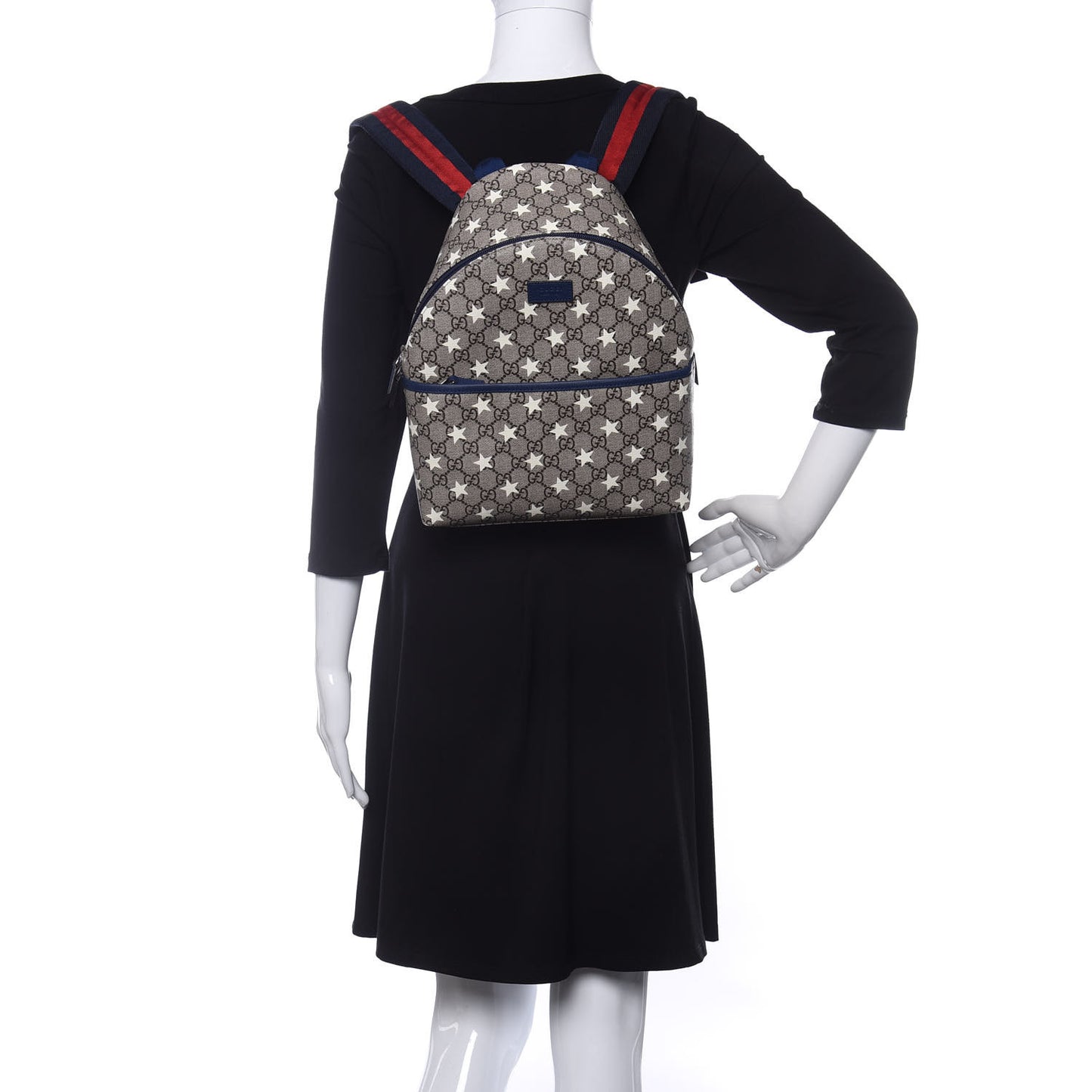 GG Supreme Monogram Stars Childrens Backpack Beige Ebony Yellow Royal