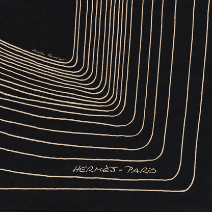 Hermes Cashmere Silk Pegase Paysage Shawl 140 Black Beige 2 of 5