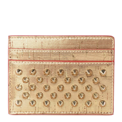 Christian Louboutin Metallic Liege Pepite Cork Spikes Kios Card Holder Gold 1 of 5