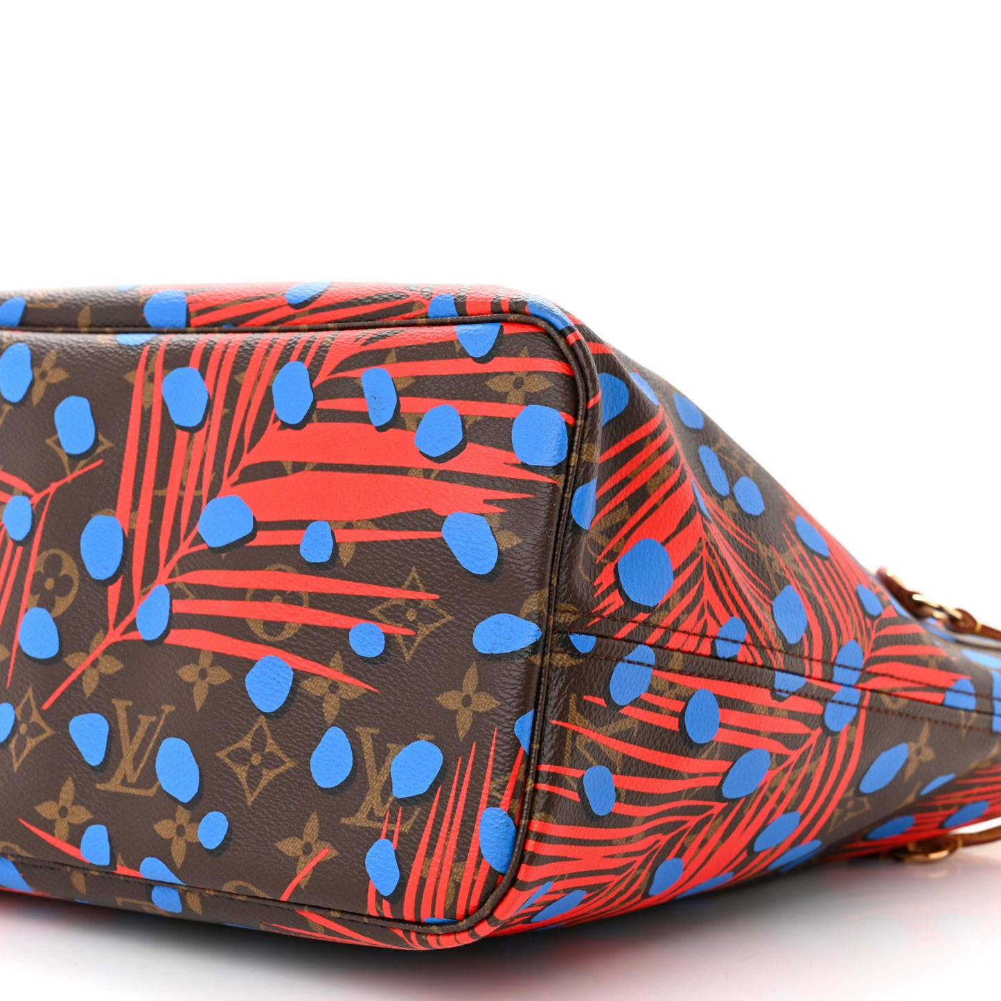 Monogram Jungle Dots Neo Neverfull MM Coquelicot Denim
