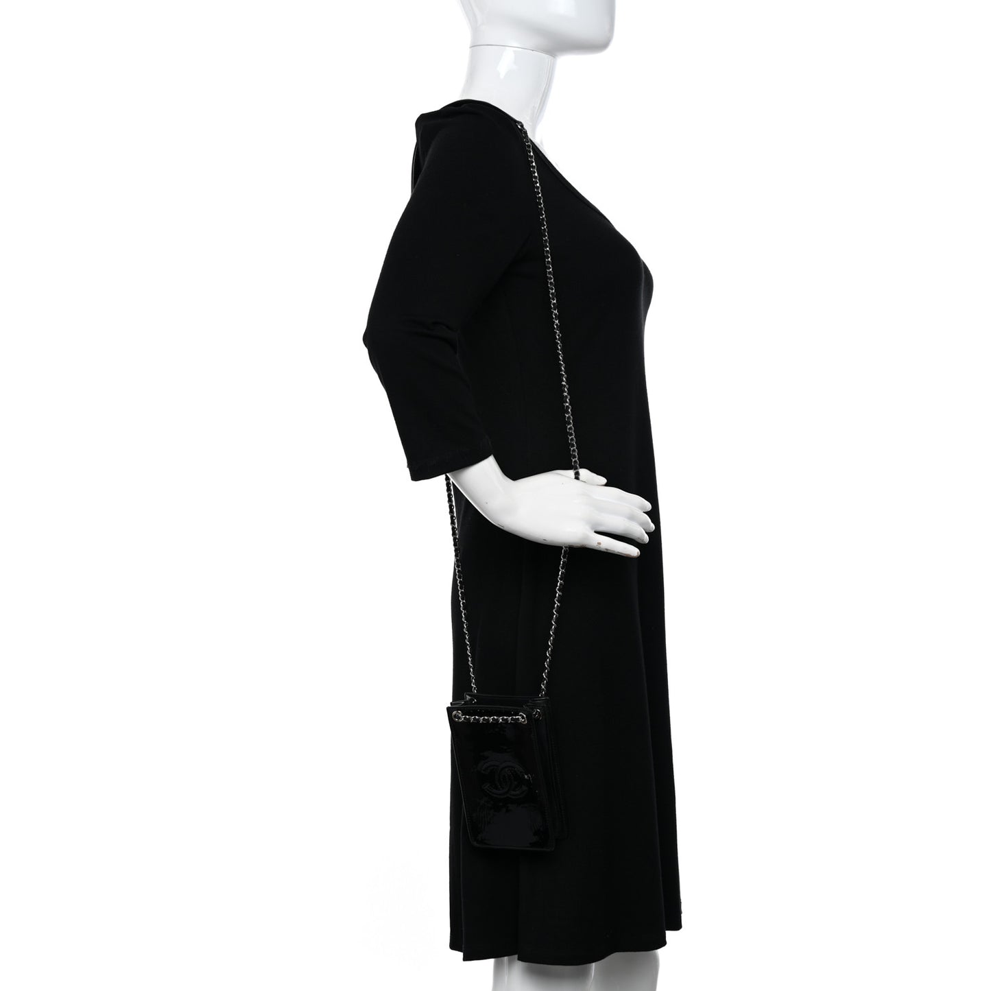Patent CC Phone Holder Crossbody Black