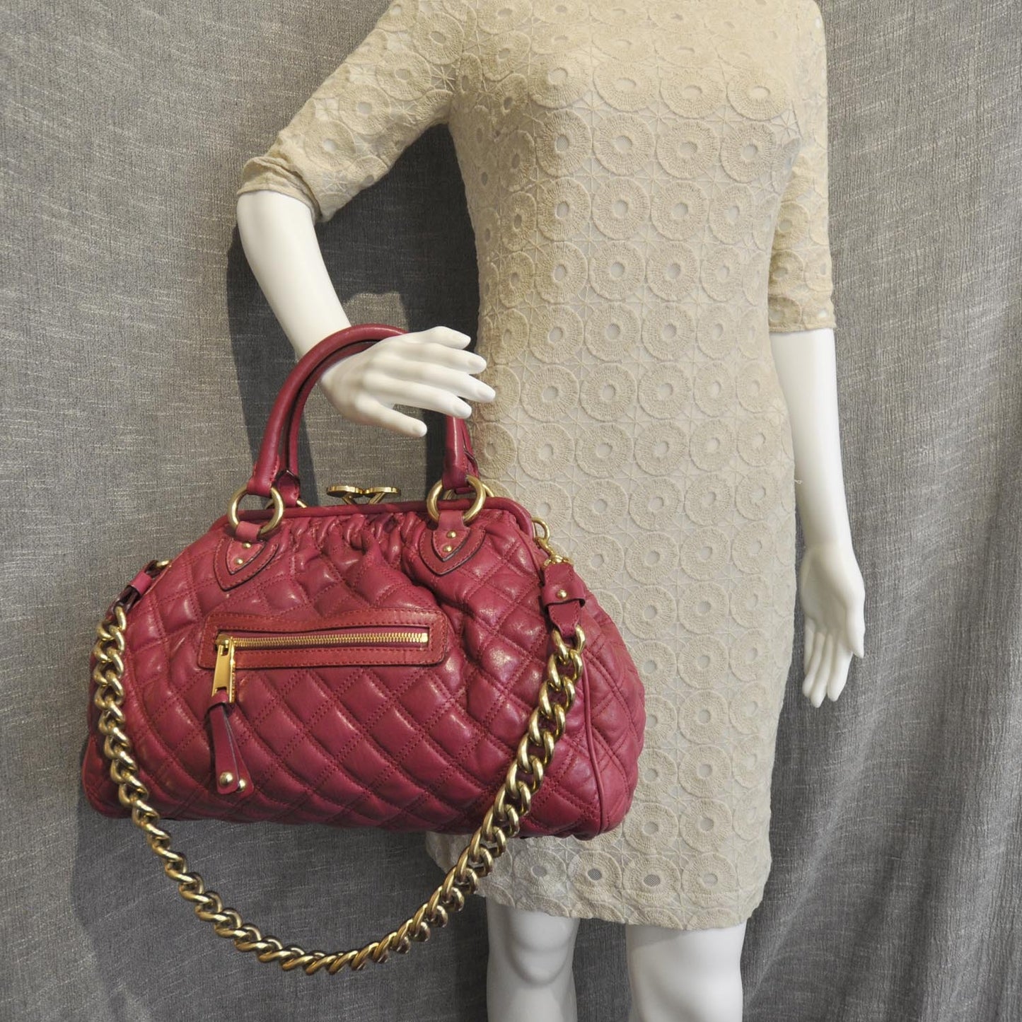 Quilted Leather Stam Fuchsia