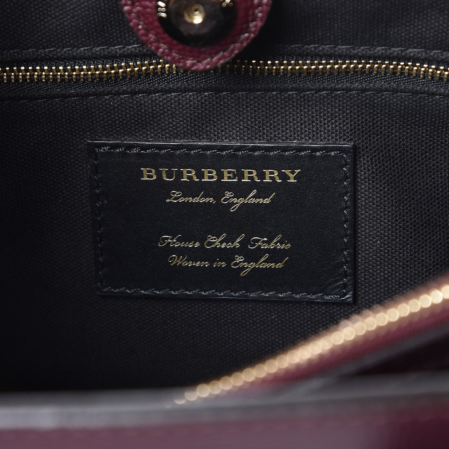 Grainy Calfskin House Check Medium Banner Tote Mahogany Red