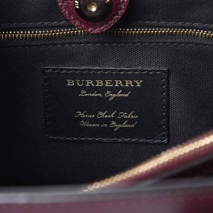 Burberry Grainy Calfskin House Check Medium Banner Tote Mahogany Red 7 of 17