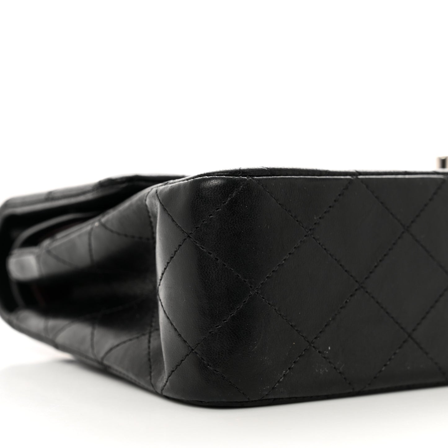 Lambskin Quilted Medium Double Flap Black