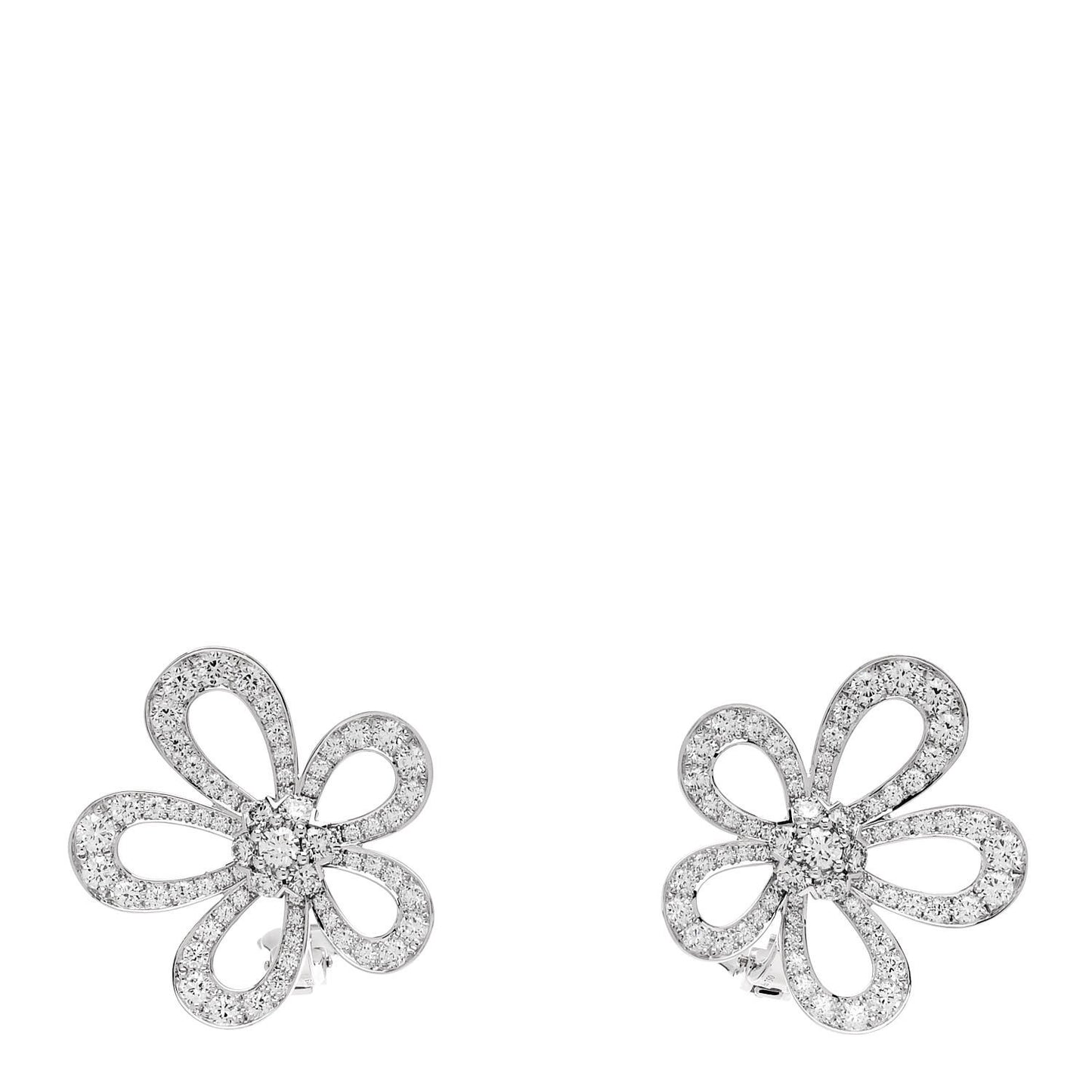 18K White Gold Diamond Flowerlace Earrings