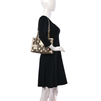 Gucci GG Supreme Monogram Berry Textured Dollar Calfskin Small Padlock Tote Beige Ebony Light Copper Mystic White 2 of 9