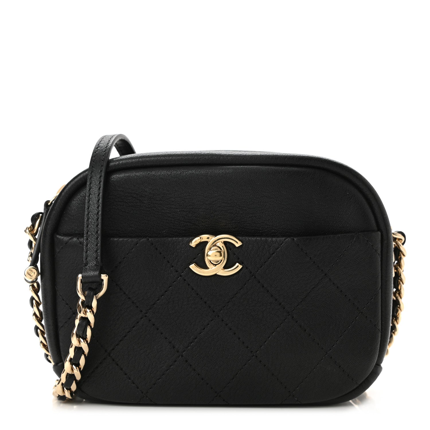 Chanel Goatskin Quilted Small Casual Trip Camera Case Black 1 of 10