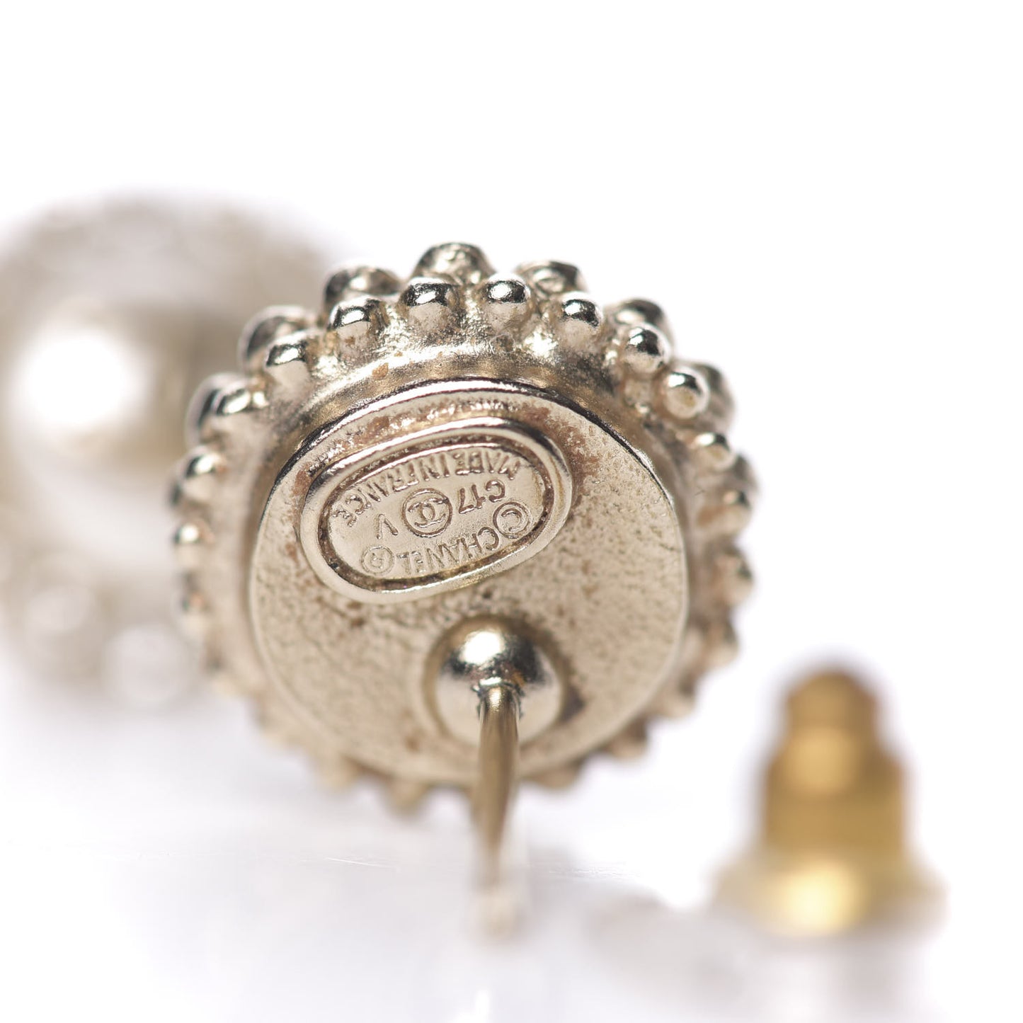 Pearl Crystal CC Earrings Gold