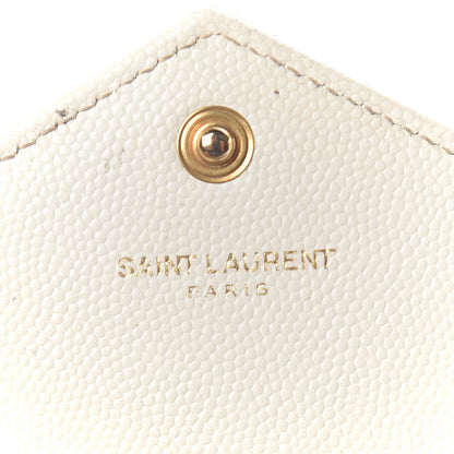 Saint Laurent Grain De Poudre Matelasse Chevron Monogram Envelope Chain Wallet Porcellana 10 of 14