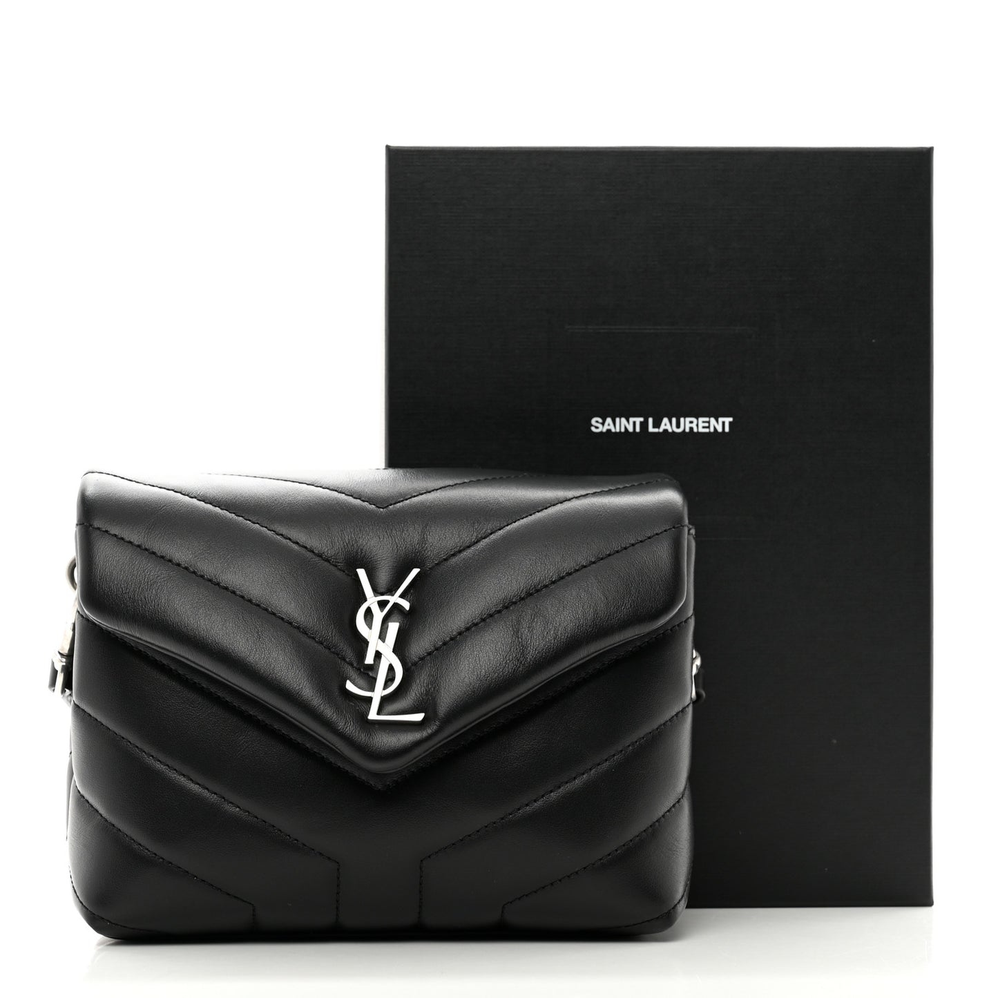 Calfskin Y Quilted Monogram Toy Loulou Crossbody Bag Black
