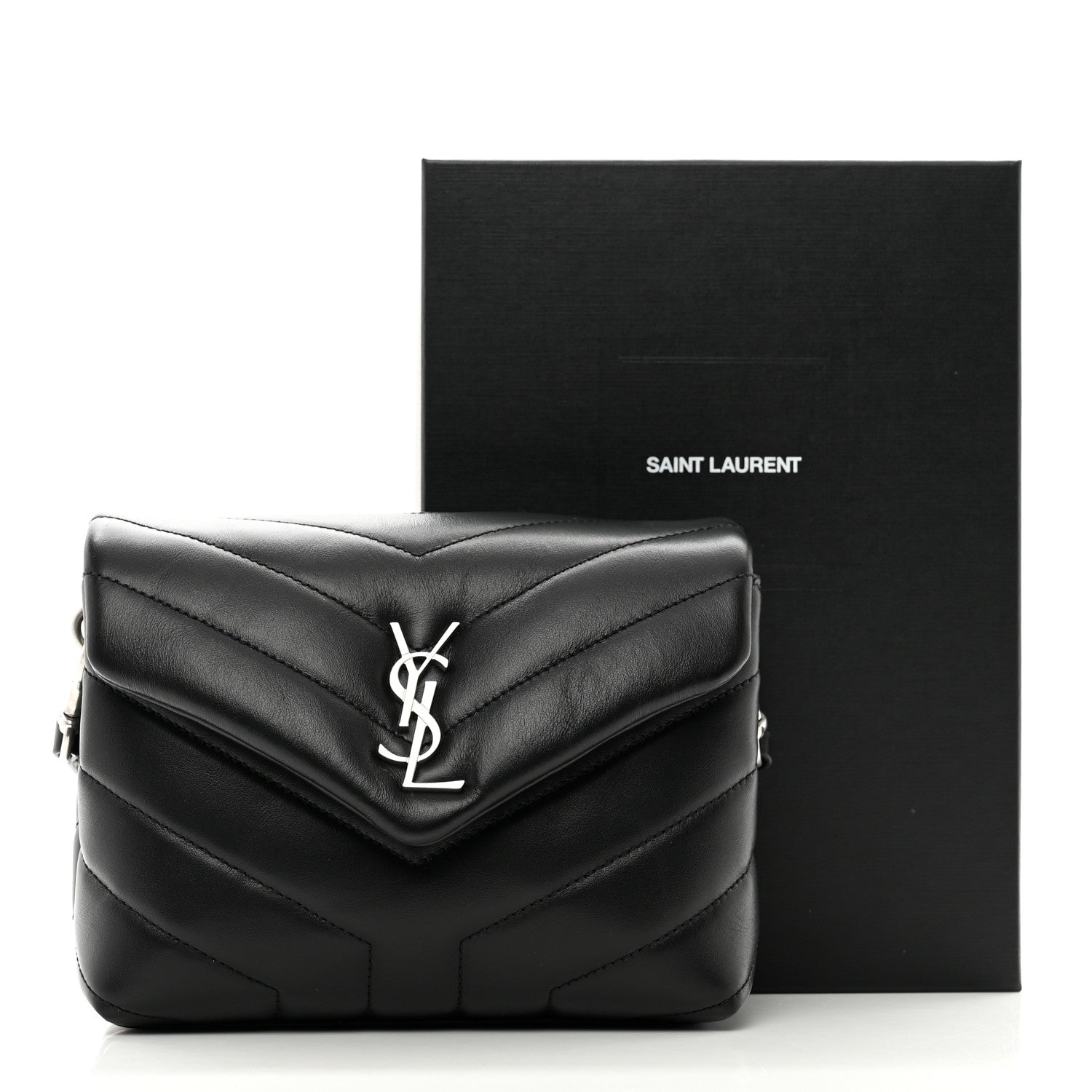 Saint Laurent Calfskin Y Quilted Monogram Toy Loulou Crossbody Bag Black 12 of 12