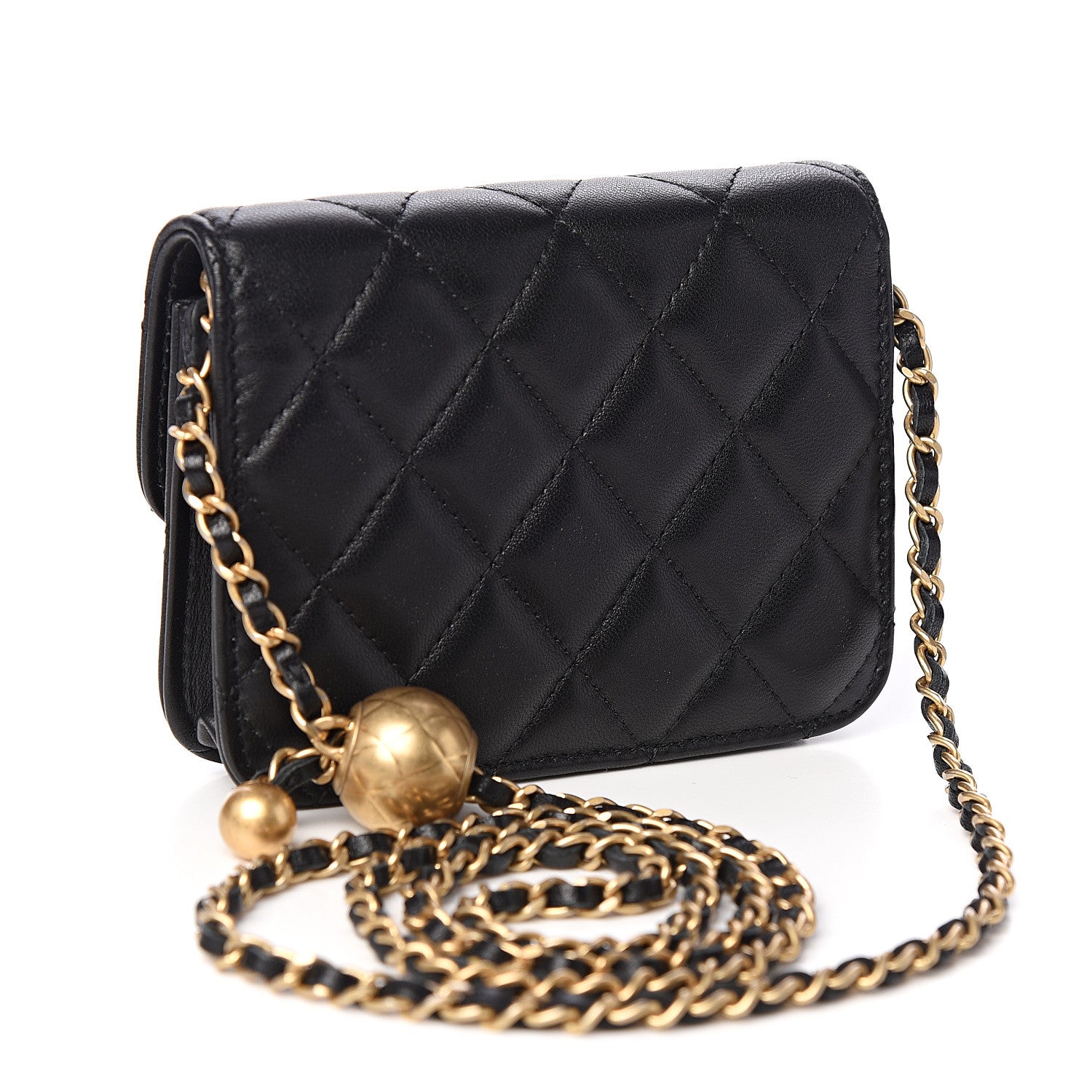 Chanel Lambskin Quilted Pearl Crush Clutch With Chain Black 2 of 10