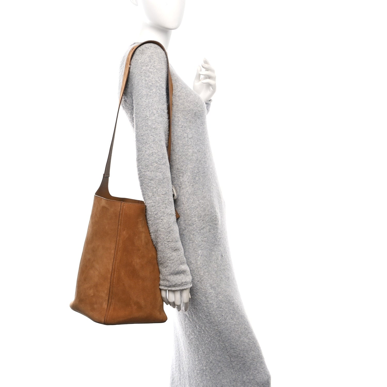 Loewe Suede Calfskin Medium Pebble Bucket Bag Tobacco 3 of 10