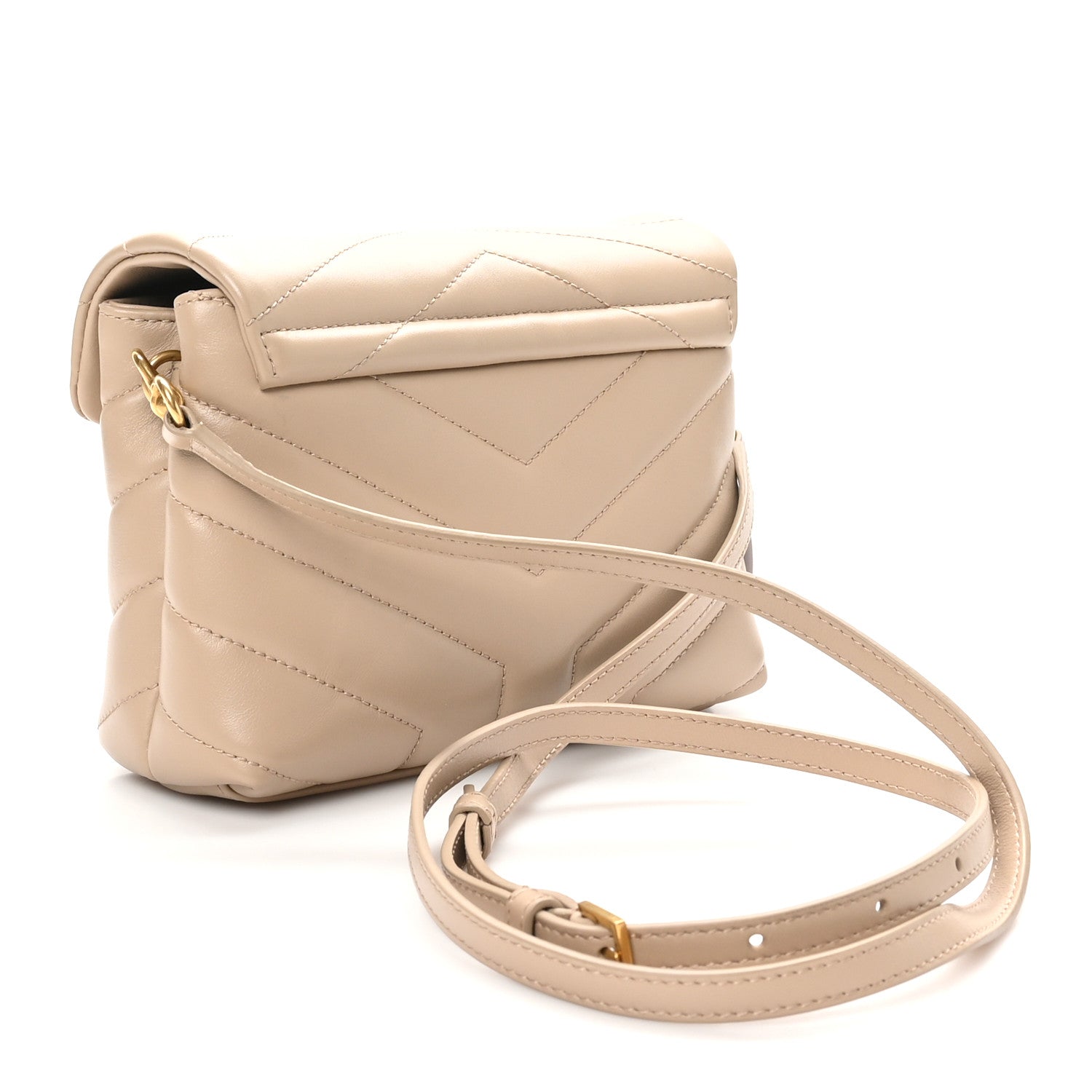 Saint Laurent Calfskin Y Quilted Monogram Toy Loulou Crossbody Bag Dark Beige 2 of 10