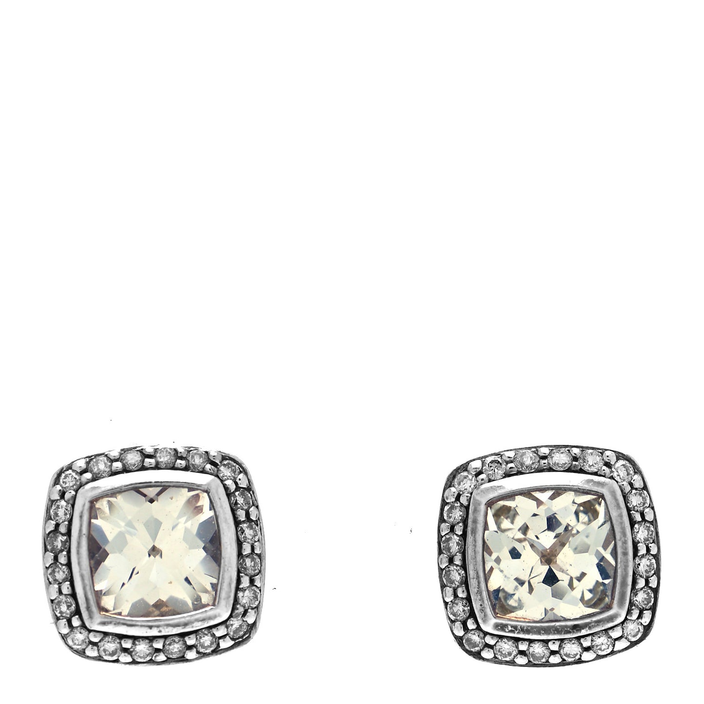 Sterling Silver Diamond White Topaz 7mm Petite Albion Earrings