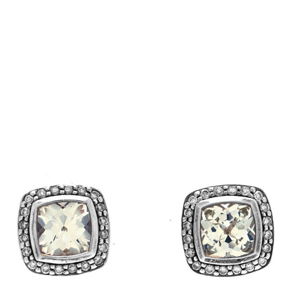 David Yurman Sterling Silver Diamond White Topaz 7mm Petite Albion Earrings 1 of 4