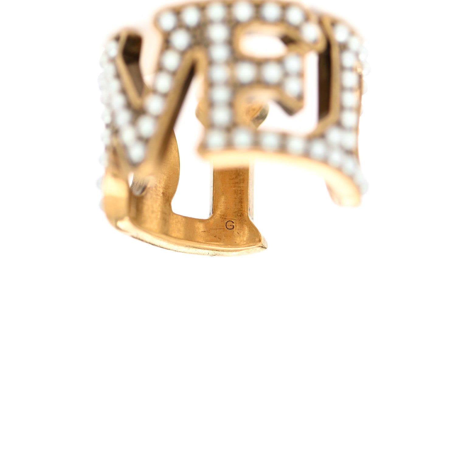Gucci Metal Pearl Loved Ring S Aged Gold 6 of 6