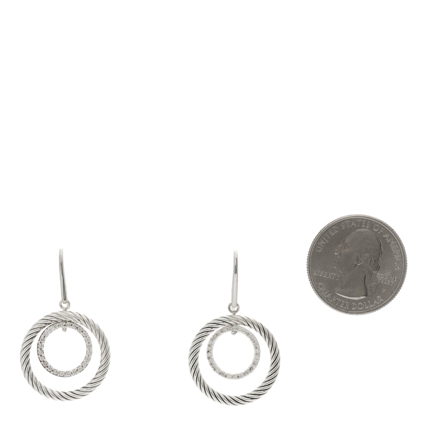 Sterling Silver Diamond Mobile Circle Drop Earrings