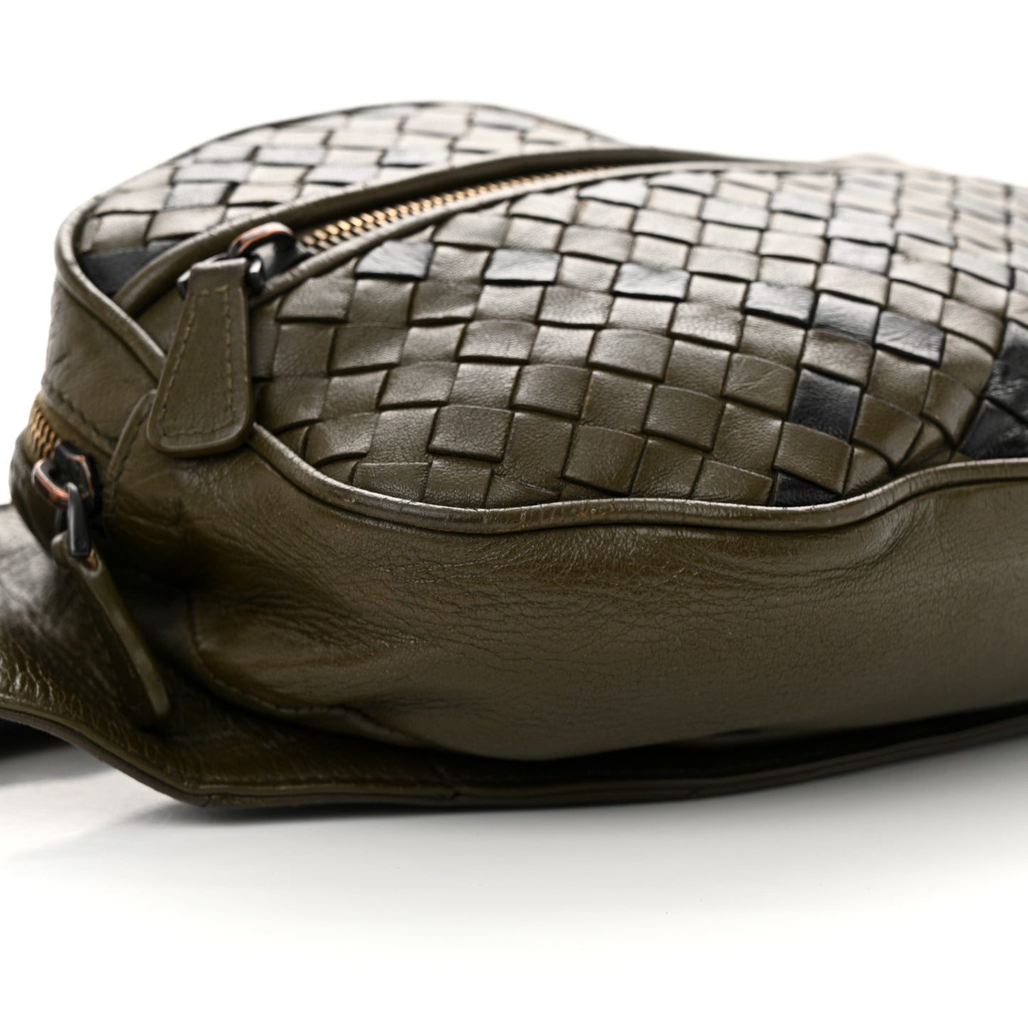 Nappa Intrecciato Belt Bag Khaki Black