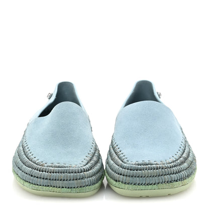 Loewe Suede Raffia Rio Slippers 37 Light Blue 3 of 11