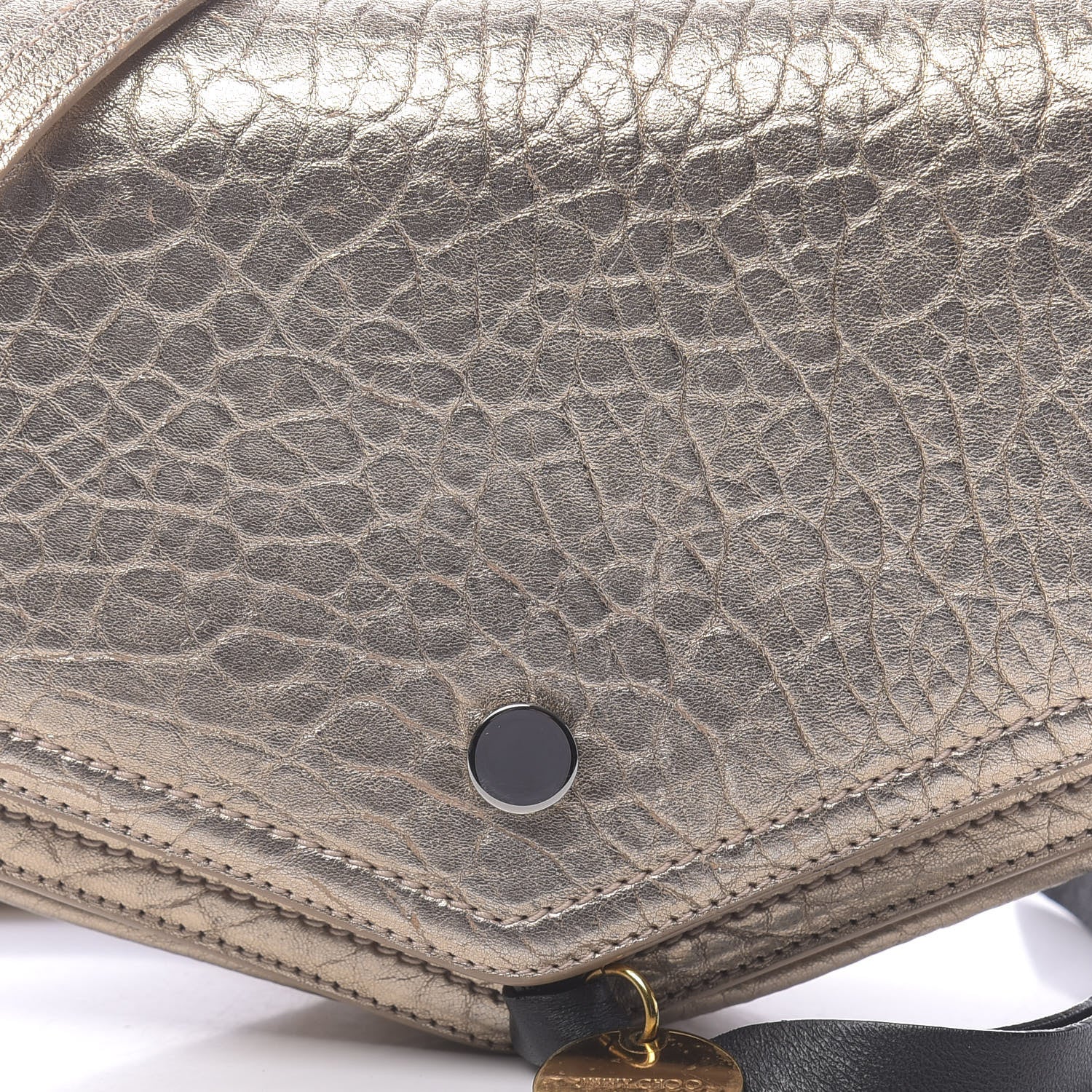Jimmy Choo Metallic Grained Calfskin Arrow Crossbody Bag Light Gold 17 of 17