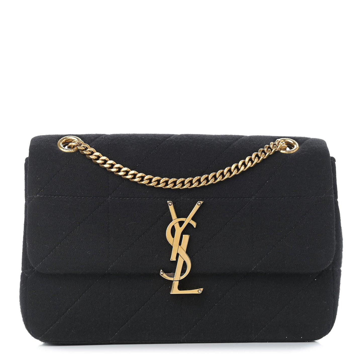 Jersey Wool Patchwork Monogram Medium Jamie Baguette Black