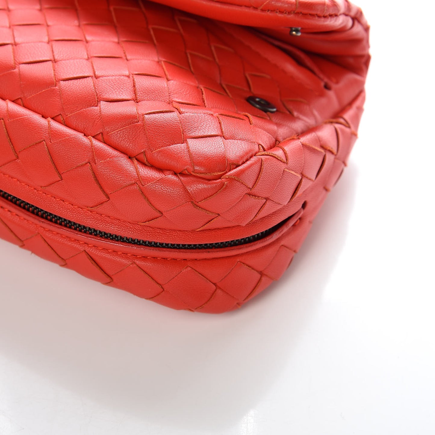 Nappa Intrecciato Mini Chain Messenger Red