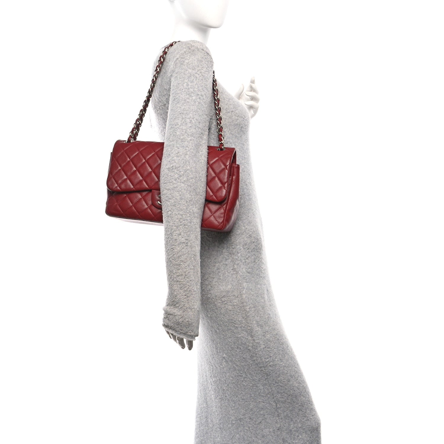 Chanel Caviar Quilted Jumbo Double Flap Dark Red 2 of 11