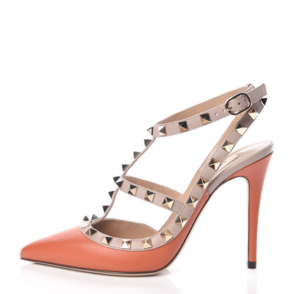 Valentino Garavani Nappa Rockstud Ankle Strap Pumps 37 Orange Poudre 1 of 8