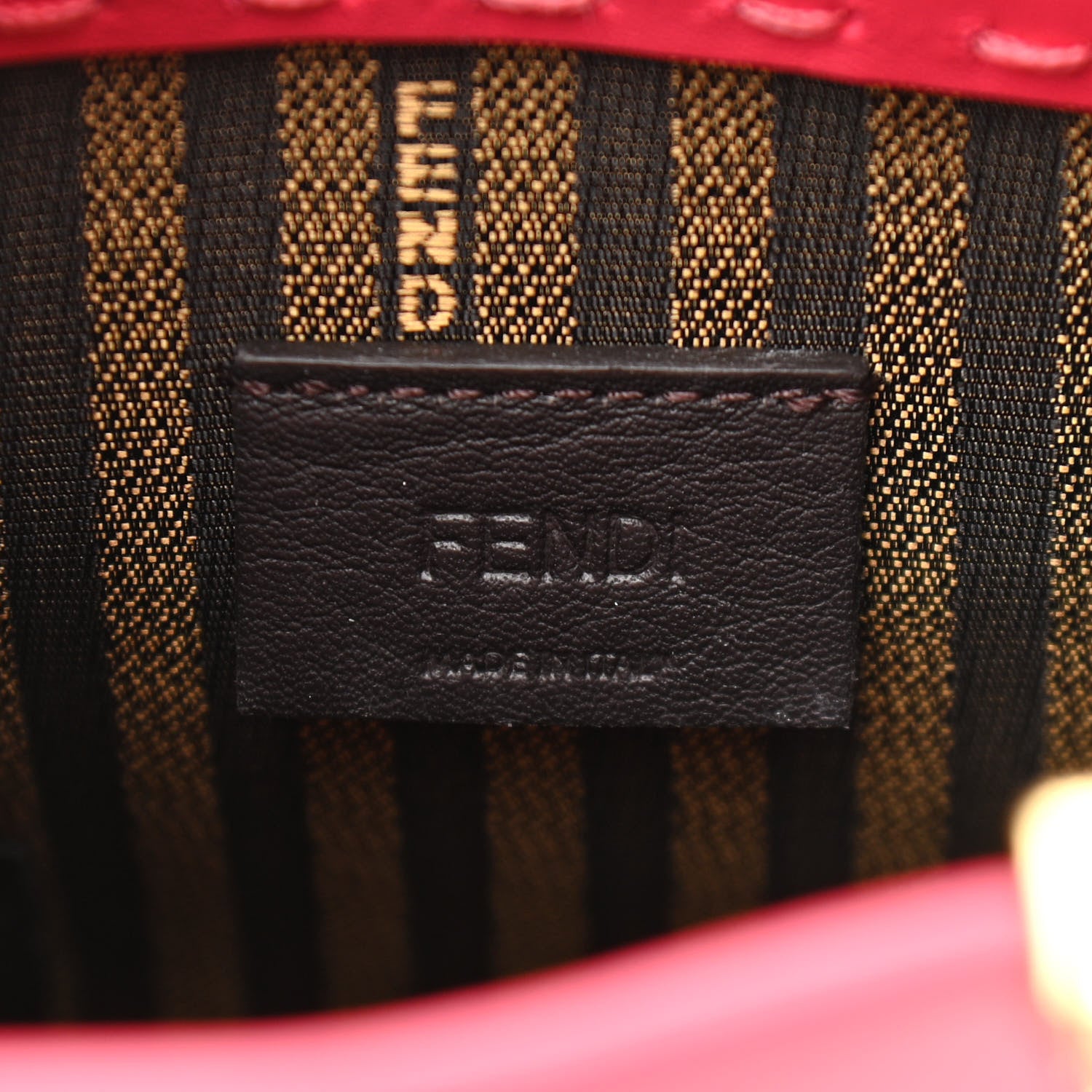 Fendi Vitello King Plexiglass Logo Embossed Mini Fendi Sunshine Shopper Tote Lampone 7 of 13