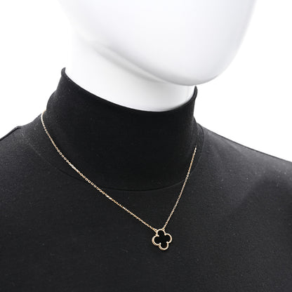 Van Cleef & Arpels 18K Yellow Gold Black Onyx Vintage Alhambra Pendant Necklace 2 of 5