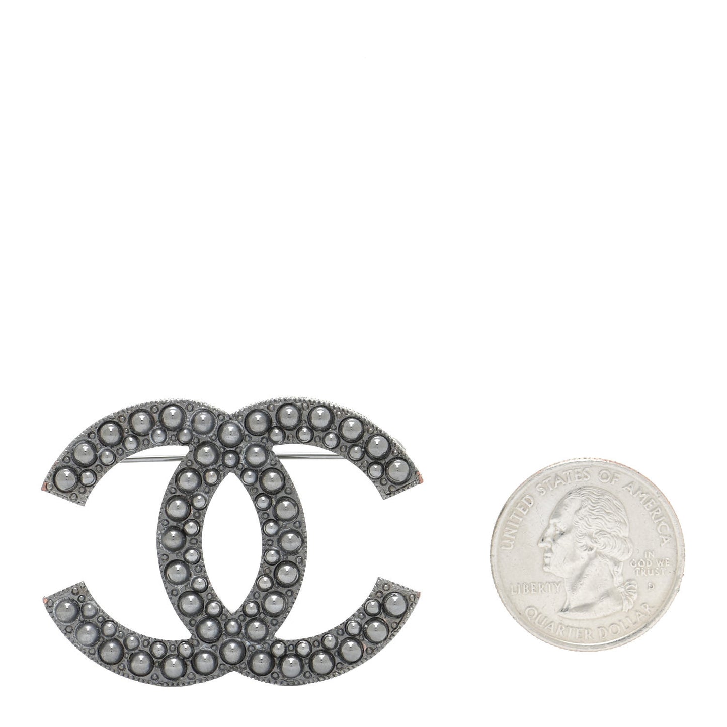 Ruthenium Pearl CC Brooch Dark Grey