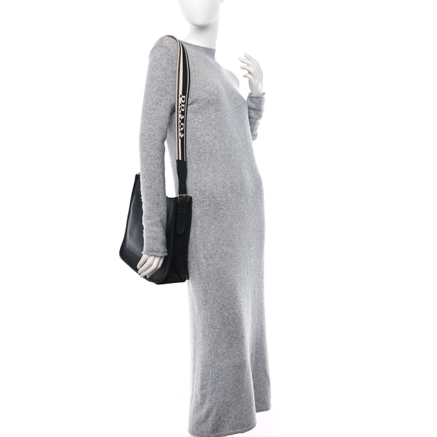 Prada Vitello Daino Soft Hobo Messenger Bag Black 2 of 9